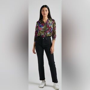J. Jill floral semi-sheer blouse. Size small.